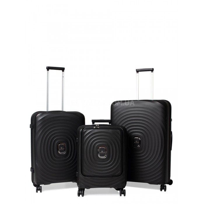 Валіза ручна поклажа S поліпропілен чорна 55х38х20/35л/2.8кг/Snowball, фото 9