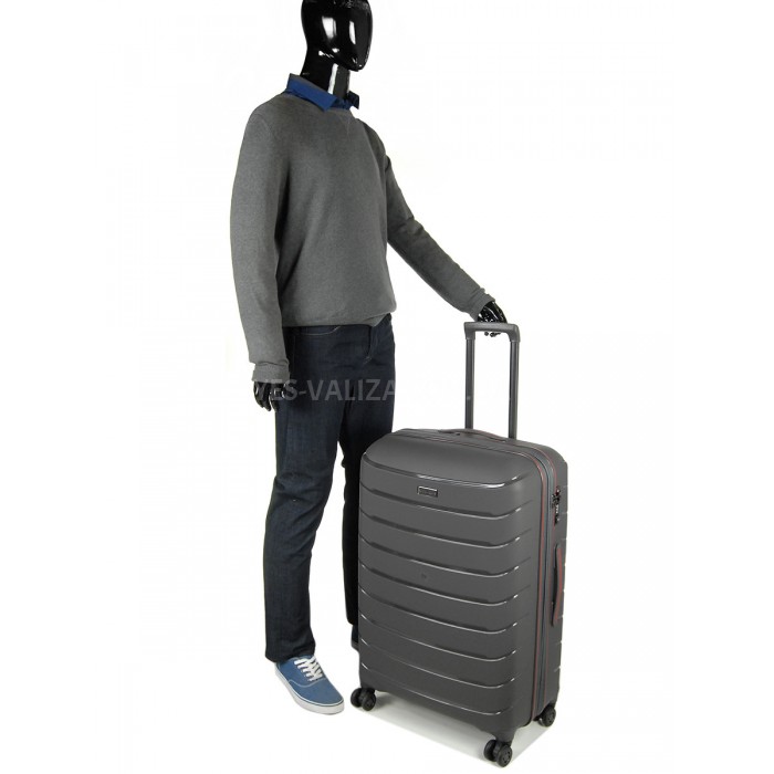 Чемодан большой L полипропилен серый 77х52х31+5/128л/5кг/Snowbal 61303, фото 10