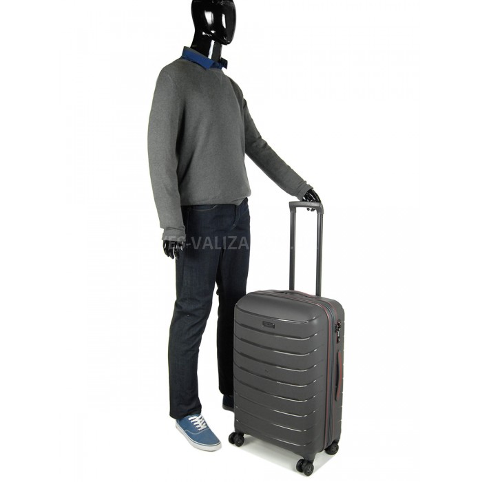 Чемодан средний M полипропилен серый 67х45х26+5/83л/4кг/Snowball 61303, фото 10