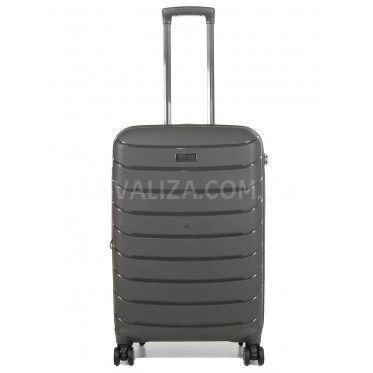 Чемодан средний M полипропилен серый 67х45х26+5/83л/4кг/Snowball 61303