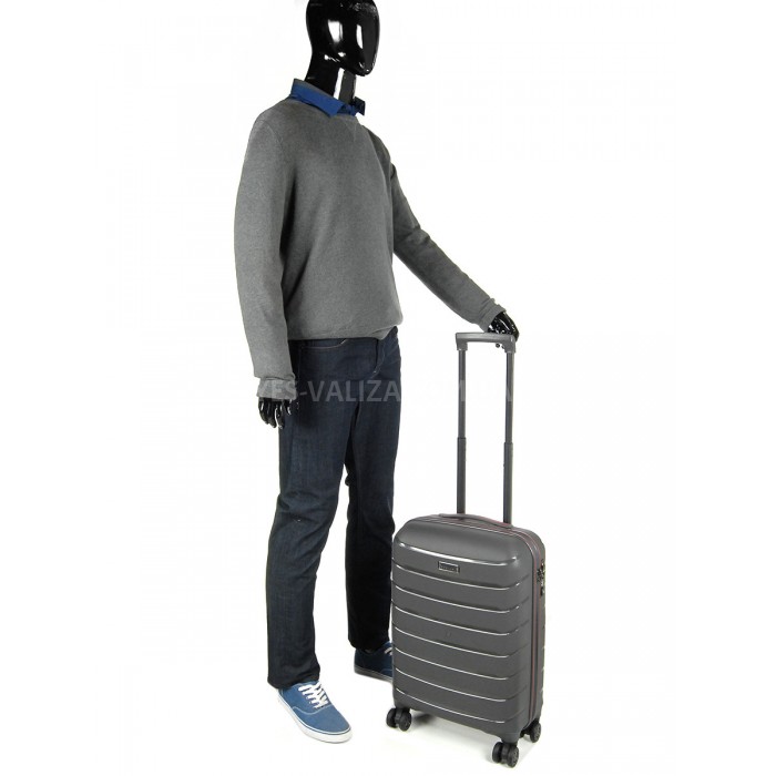 Чемодан ручная кладь S полипропилен серый 55х37х20см/36л/2.8кг/Snowbal, фото 10