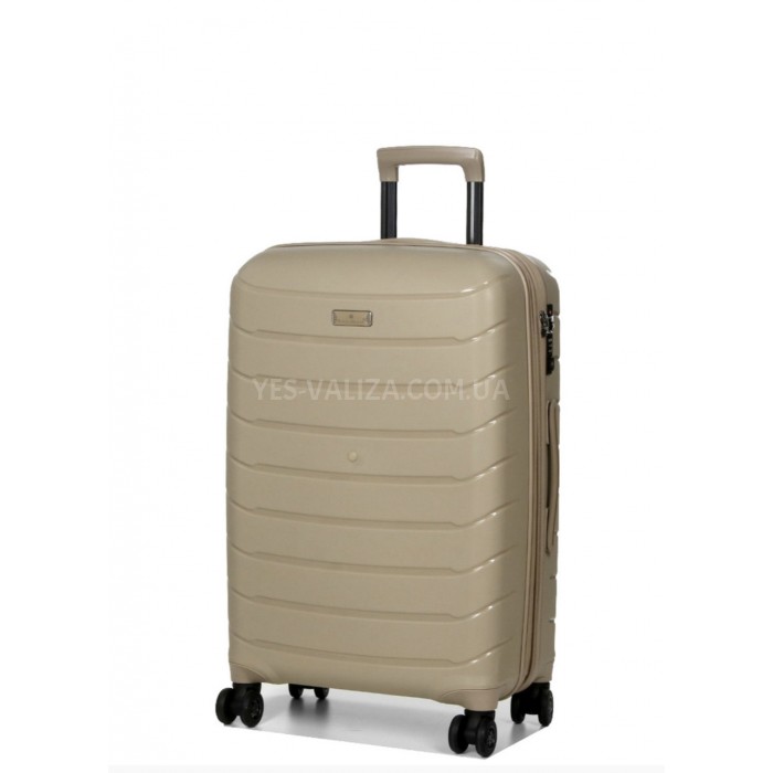 Валіза середня M поліпропілен бежева 67х45х26+5/83л/4кг/Snowball 61303, фото 2