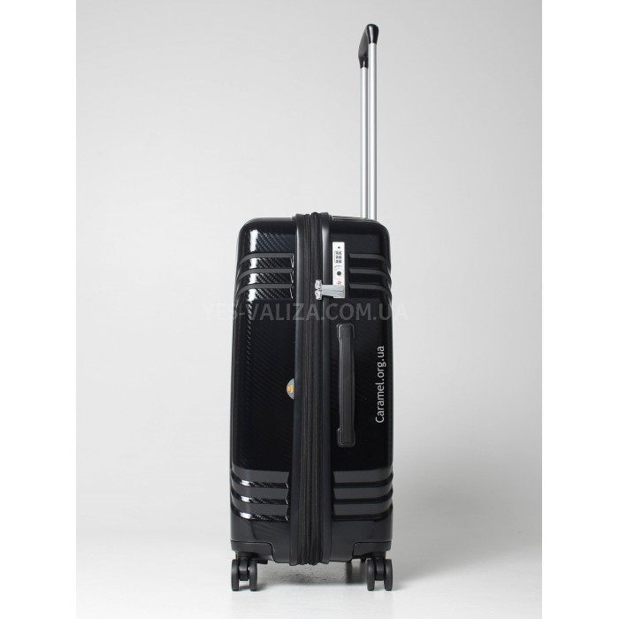 Валіза середня M полікарбонат чорна 66х45х27+5см/84л/3.9кг/Airtex 641, фото 4