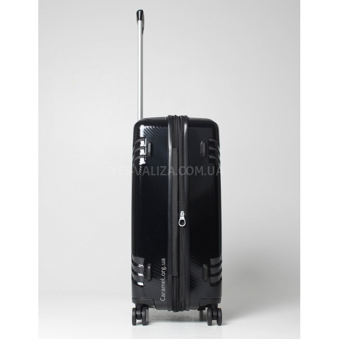 Чемодан средний M поликарбонат чёрный 66х45х27+5/84л/3.9кг/Airtex 641, фото 5