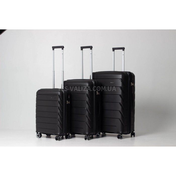 Чемодан большой полипропилен чёрный 76х51х29+5/115л/4.6кг/Snowbal33603, фото 6