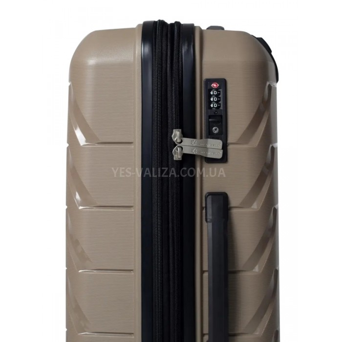 Чемодан средний полипропилен шампань 66х44х26+5/77л/3.7кг/Snowbal33603, фото 7