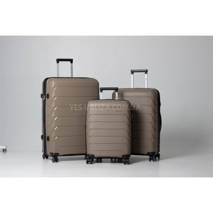 Валіза ручна поклажа поліпропілен шампань 55х36х20+5/43л/2.9кг/Snowbal, фото 9