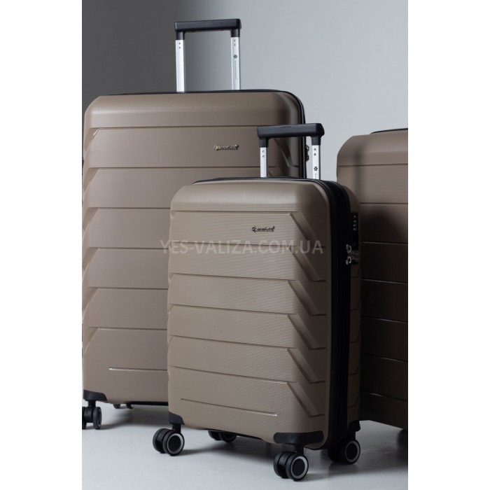Валіза ручна поклажа поліпропілен шампань 55х36х20+5/43л/2.9кг/Snowbal, фото 3