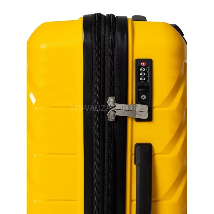 Чемодан средний полипропилен жёлтый 66х44х26+5/77л/3.7кг/Snowbal 33603, фото 5