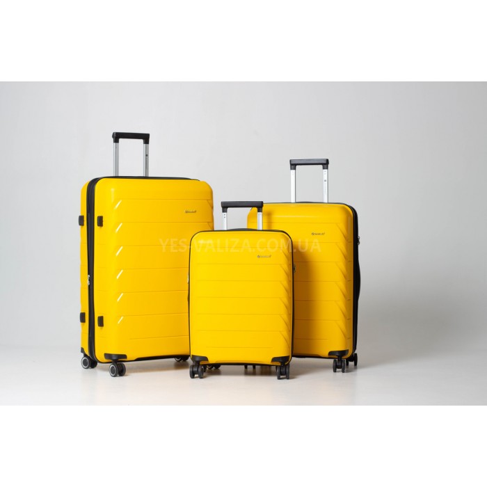 Чемодан средний полипропилен жёлтый 66х44х26+5/77л/3.7кг/Snowbal 33603, фото 7