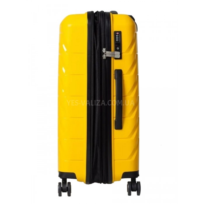 Чемодан средний полипропилен жёлтый 66х44х26+5/77л/3.7кг/Snowbal 33603, фото 4