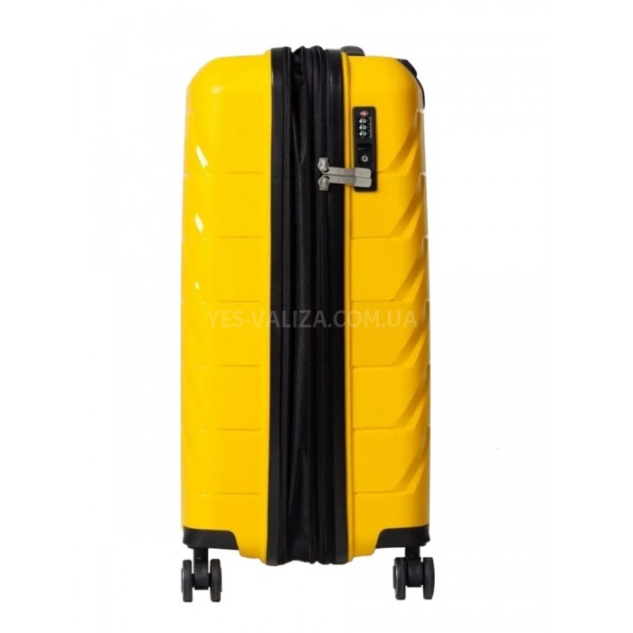 Чемодан ручная кладь полипропилен жёлтый 55х36х20+5/43л/2.9кг/Snowbal, фото 5