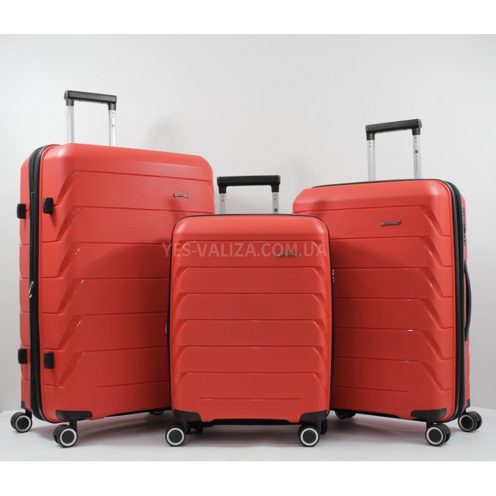 Чемодан ручная кладь полипропилен красный 55х36х20+5/43л/2.9кг/Snowbal, фото 8