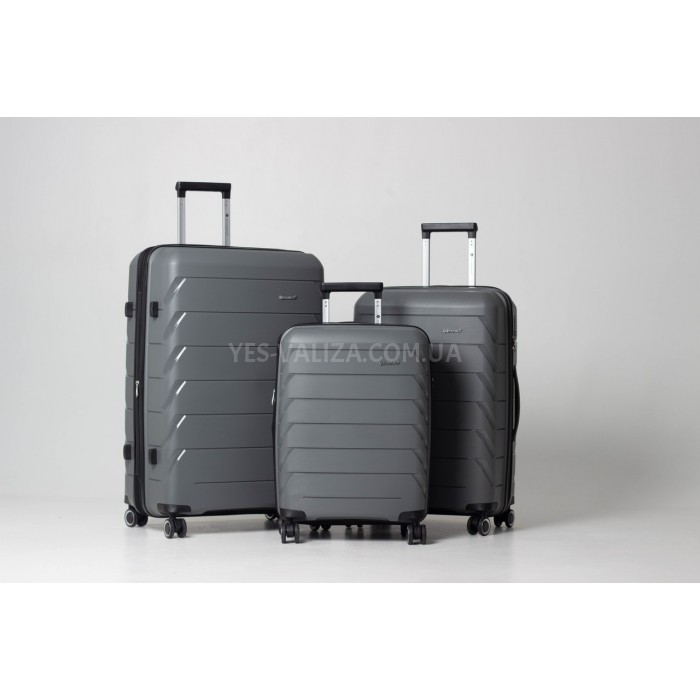 Чемодан большой полипропилен серый 76х51х29+5/115л/4.6кг/Snowbal 33603, фото 9