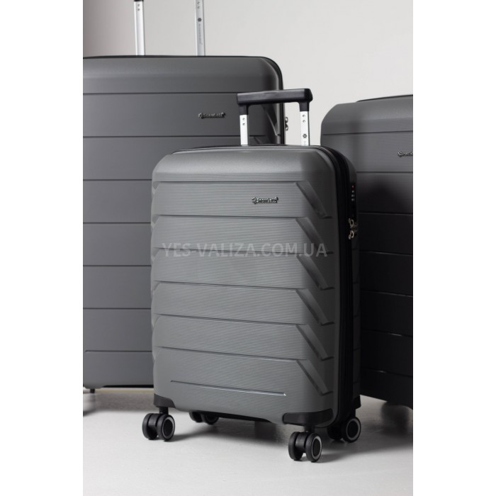 Чемодан средний M полипропилен серый 66х44х26+5/77л/3.7кг/Snowbal33603, фото 4