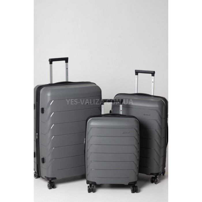 Чемодан средний M полипропилен серый 66х44х26+5/77л/3.7кг/Snowbal33603, фото 10