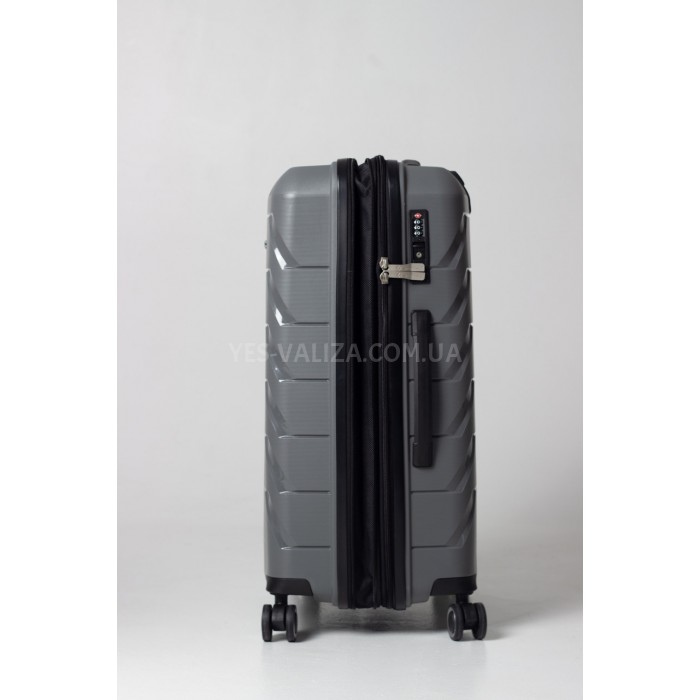 Чемодан ручная кладь S полипропилен серый 55х36х20+5/43л/2.9кг/Snowbal, фото 4