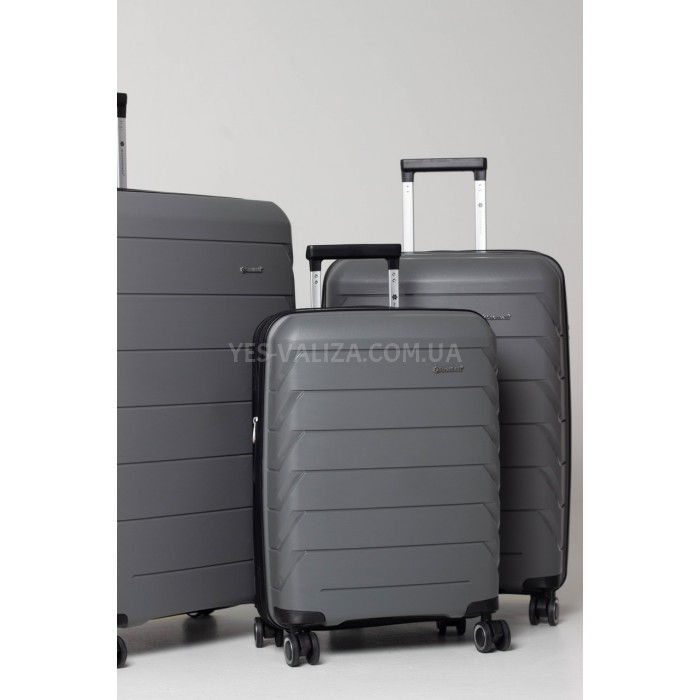 Чемодан ручная кладь S полипропилен серый 55х36х20+5/43л/2.9кг/Snowbal, фото 6