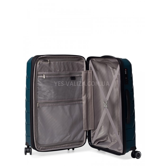 Чемодан большой полипропилен зелёный76х51х29+5/115л/4.6кг Snowbal33603, фото 9