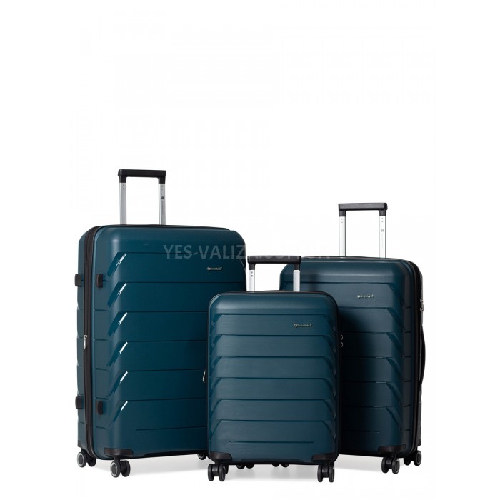 Чемодан большой полипропилен зелёный76х51х29+5/115л/4.6кг Snowbal33603, фото 8