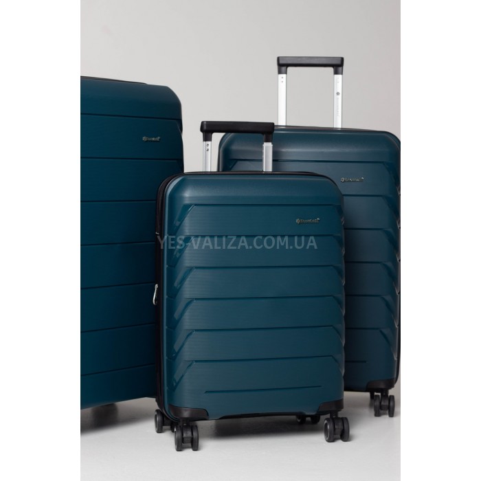 Чемодан ручная кладь полипропилен зелёный 55х36х20+5/43л/2.9кг/Snowbal, фото 4