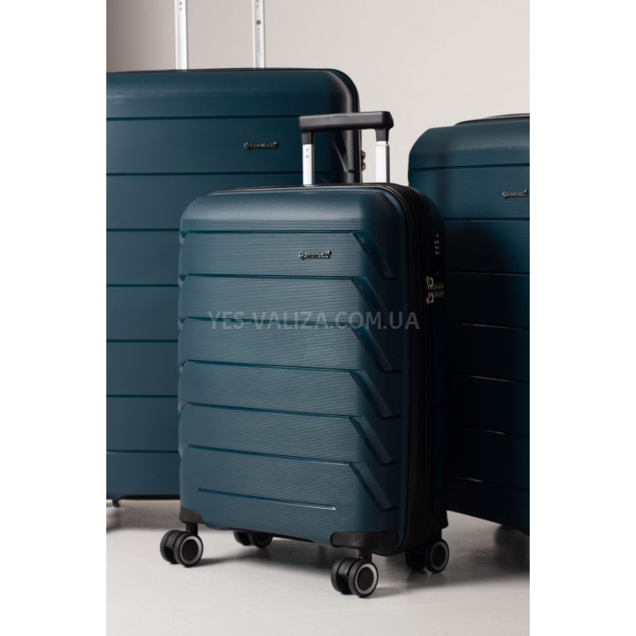 Валіза ручна поклажа поліпропілен зелена 55х36х20+5/43л/2.9кг/Snowball, фото 5