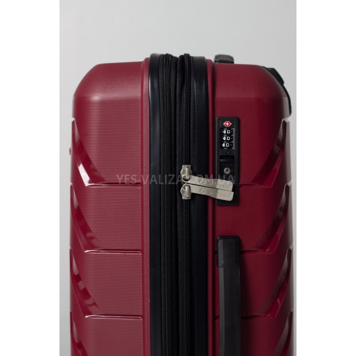 Валіза середня M поліпропілен бордо 66х44х26+5/77л/3.7кг/Snowbal 33603, фото 8