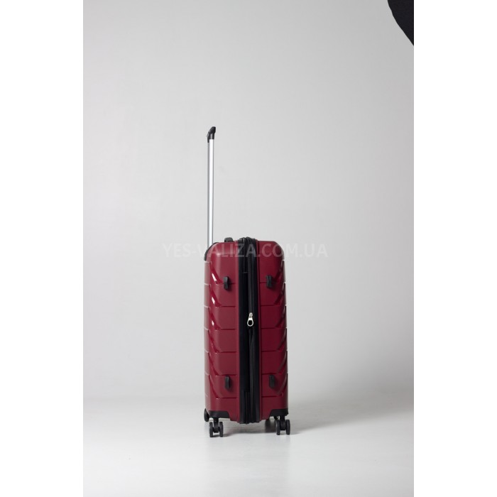 Чемодан средний M полипропилен бордо 66х44х26+5/77л/3.7кг/Snowbal33603, фото 6