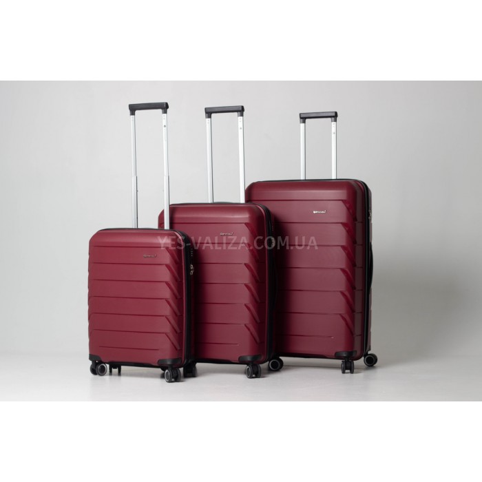 Валіза середня M поліпропілен бордо 66х44х26+5/77л/3.7кг/Snowbal 33603, фото 10
