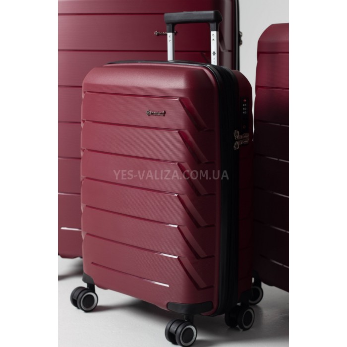 Чемодан средний M полипропилен бордо 66х44х26+5/77л/3.7кг/Snowbal33603, фото 4