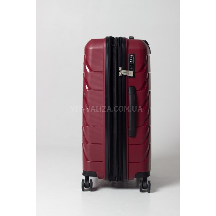 Чемодан средний M полипропилен бордо 66х44х26+5/77л/3.7кг/Snowbal33603, фото 3