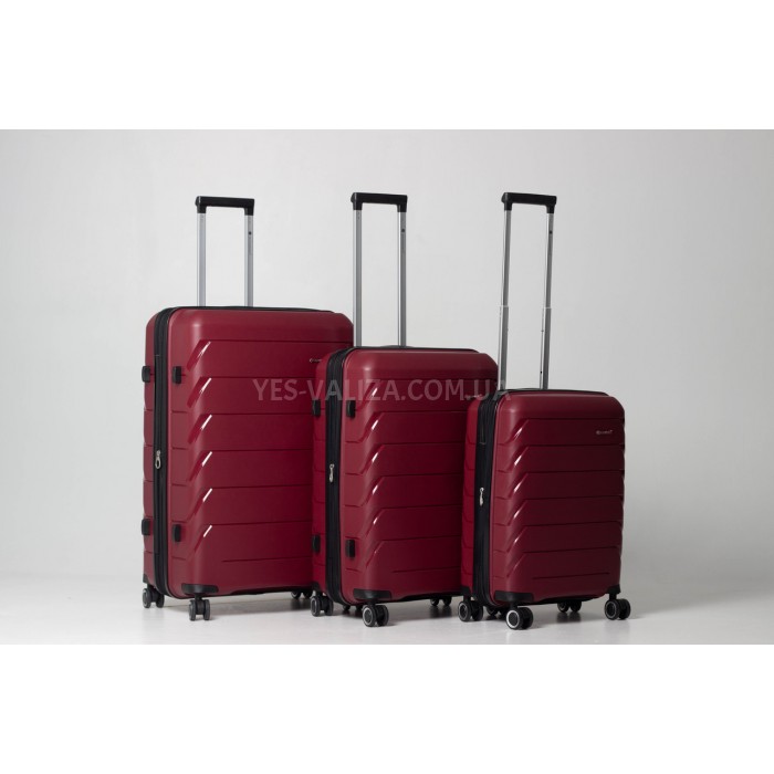 Чемодан ручная кладь S полипропилен бордо 55х36х20+5/43л/2.9кг/Snowbal, фото 8