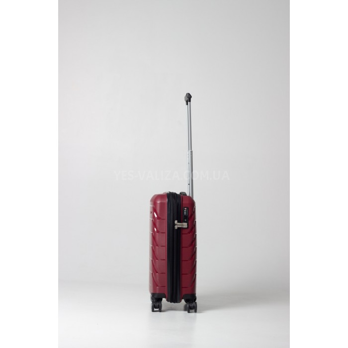 Чемодан ручная кладь S полипропилен бордо 55х36х20+5/43л/2.9кг/Snowbal, фото 3