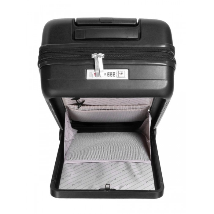 Валіза мала S поліпропілен чорна 55х37х21(+5)см/46л/3.7кг/Airtex 642, фото 6