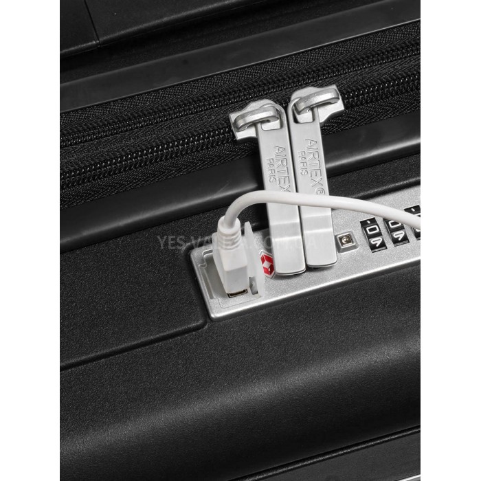 Валіза мала S поліпропілен чорна 55х37х21(+5)см/46л/3.7кг/Airtex 642, фото 8