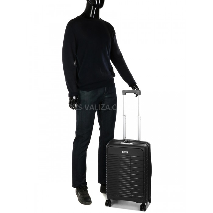 Чемодан малый S полипропилен чёрный 55х37х21(+5)см/46л/3.7кг/Airtex642, фото 10