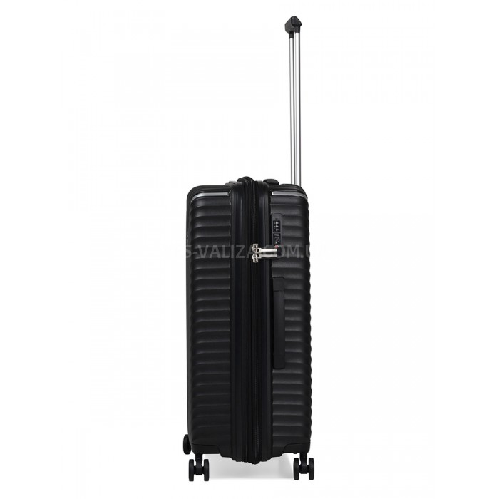 Чемодан средний M полипропилен чёрный66х45х28+5/87л/3.5кг/Snowbal05103, фото 5
