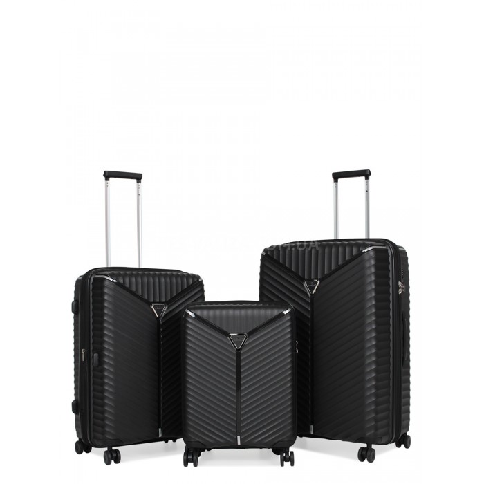 Чемодан большой L полипропилен чёрн 76х51х31+5/126л/4.4кг/Snowbal05103, фото 9