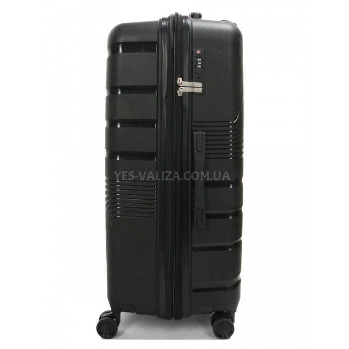 Валіза велика L поліпропілен чорна 75х48х31+5/108л/4.3кг/Worldline 287, фото 4