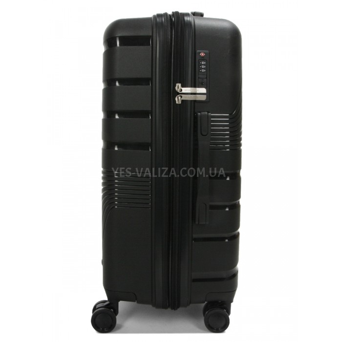 Валіза середня М поліпропілен чорна 65х43х27+5/72л/3.5кг/Worldline 287, фото 4