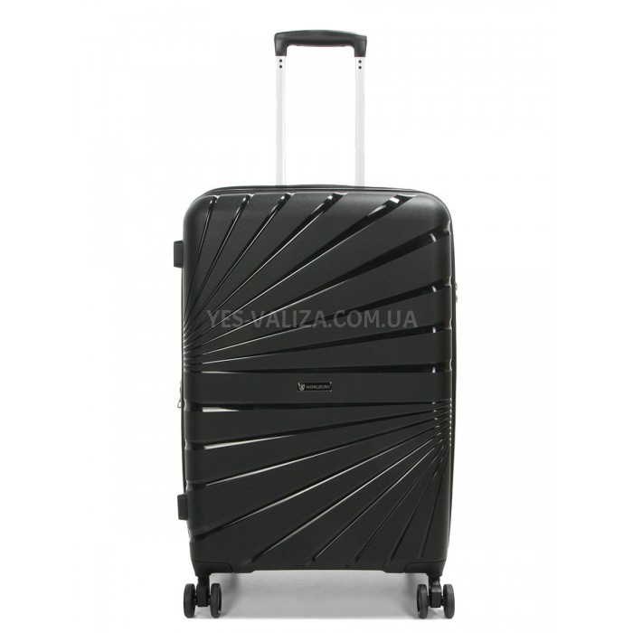 Чемодан средний М полипропилен чёрный 65х43х27+5/72л/3.5кгWorldline287, фото 1