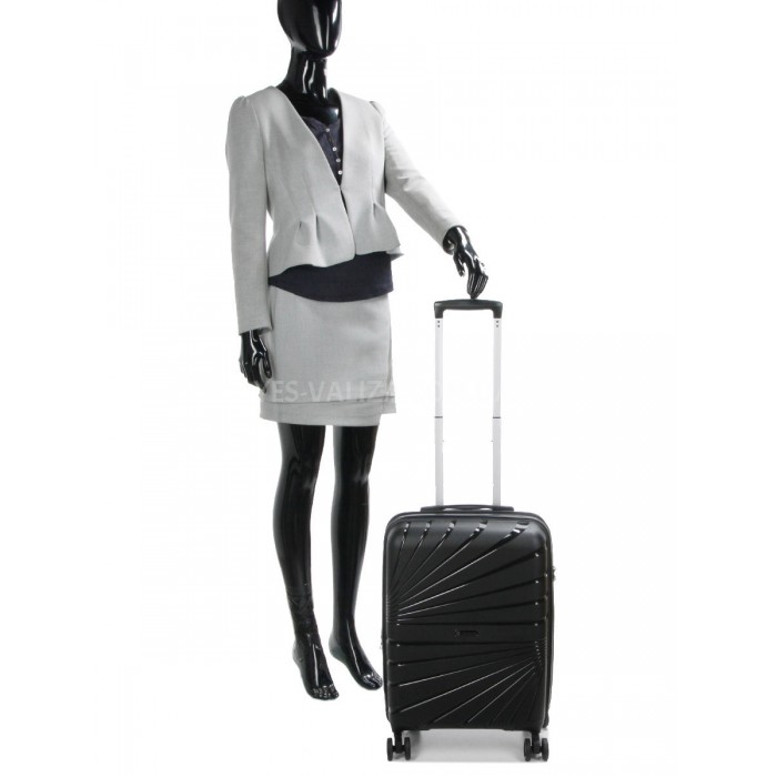 Чемодан малый S полипропилен чёрный 55х38х24+5/47л/2.8кг/Worldline 287, фото 9
