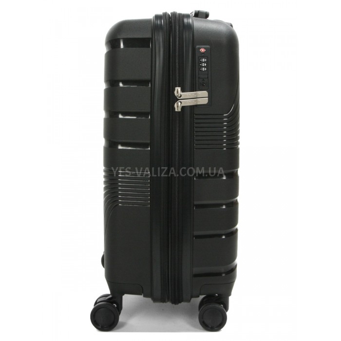 Валіза мала S поліпропілен чорна 55х38х24+5см/47л/2.8кг/Worldline 287, фото 4