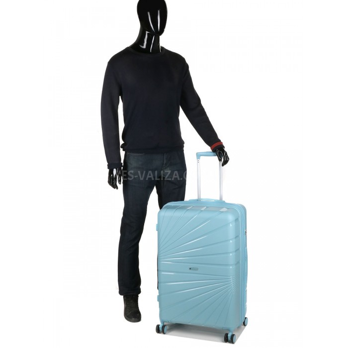 Валіза велика L поліпропілен синя 75х48х31+5/108л/4.3кг/Worldline 287, фото 10