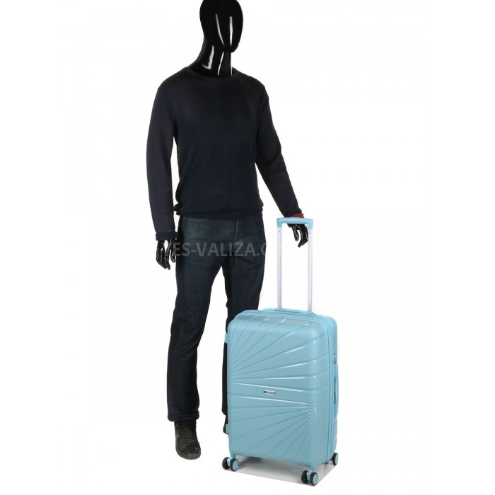 Валіза середня М поліпропілен синя 65х43х27+5/72л/3.5кг/Worldline 287, фото 10
