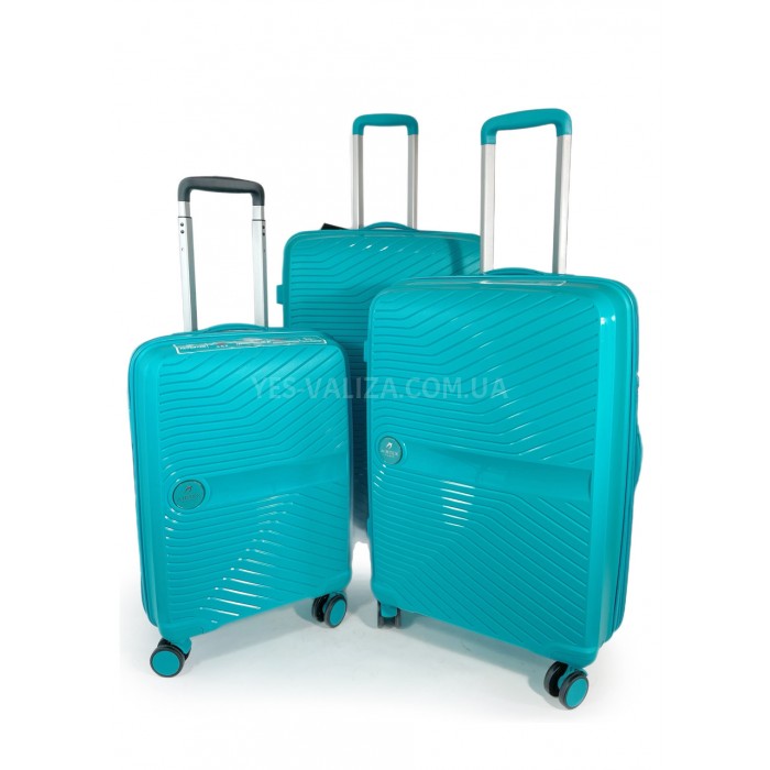 Набір валіз Франція (L M S-3шт) поліпропілен бірюза/Airtex 280, фото 1