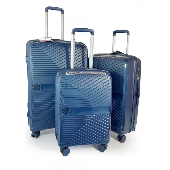 Набор чемоданов Франция (L M S-3шт) полипропилен синий/Airtex 280, фото 1