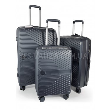 Набор чемоданов Франция (L M S-3шт) полипропилен чёрный/Airtex 280