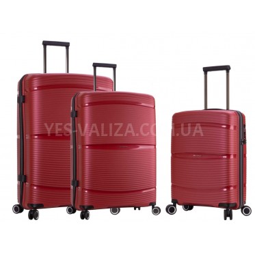 Набір валіз Франція (L M S-3шт) поліпропілен червоний/Snowball 94103