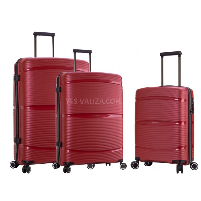 Набір валіз Франція (L M S-3шт) поліпропілен червоний/Snowball 94103, фото 1